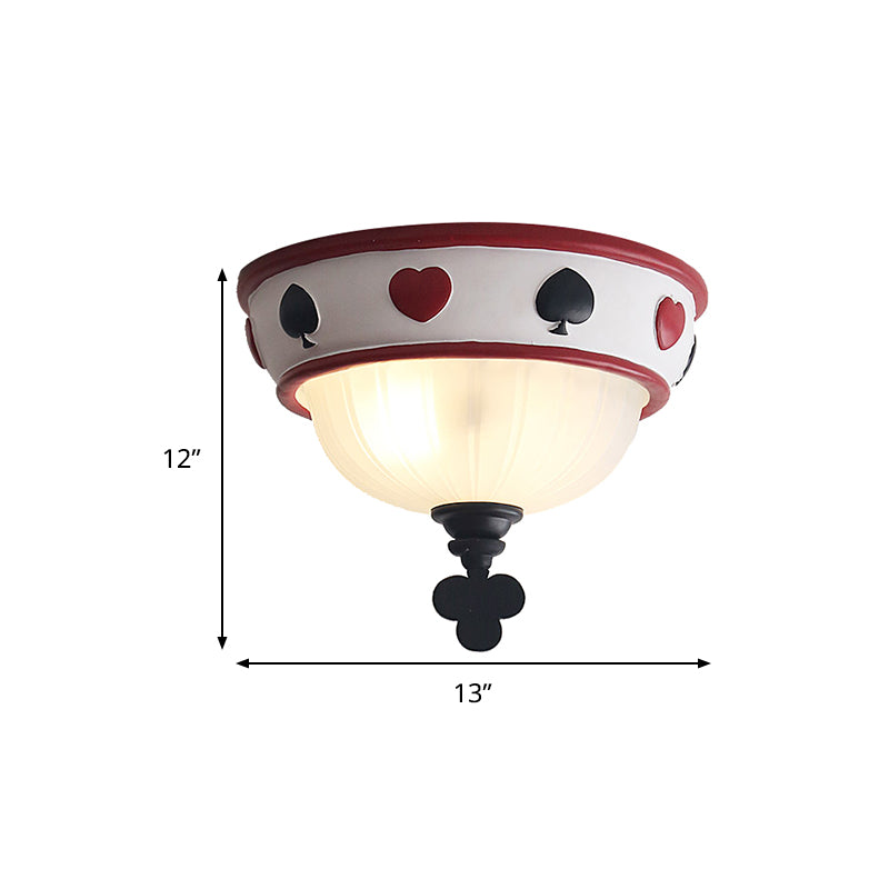 Poker Glass Children's Bedroom Ceiling Light - Modern White Ceiling Mount Fixture