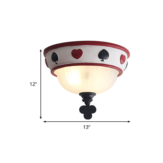 Poker Glass Children's Bedroom Ceiling Light - Modern White Ceiling Mount Fixture