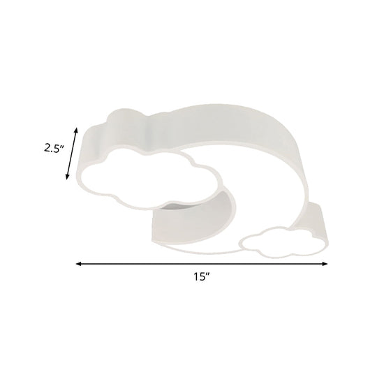 Red Acrylic Cloud Moon Flush Mount Ceiling Lamp for Study Room - Contemporary Lighting