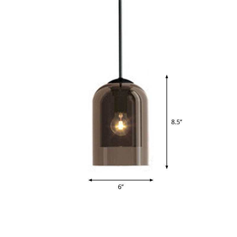 Nordic Style Dual Dome Bedside Pendant Light Fixture with Glass Shade and 1 Bulb