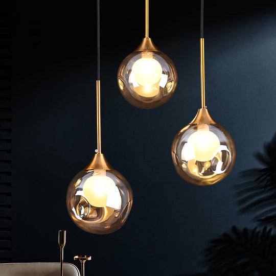 Minimalist Glass Pendant with 3-Head Down Lighting: Ideal for Dining Room and Multiple Hanging Option