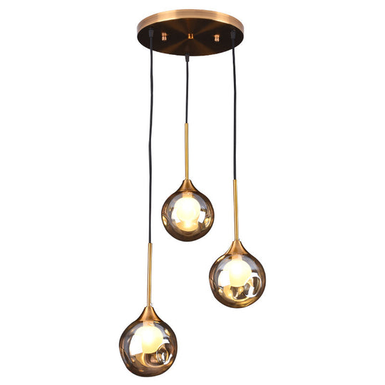 Minimalist Glass Pendant with 3-Head Down Lighting: Ideal for Dining Room and Multiple Hanging Option