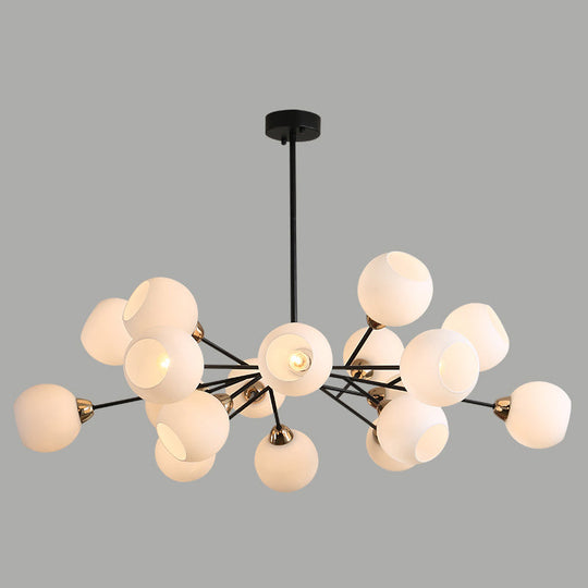 Contemporary White Glass Sputnik Chandelier With Black Suspension - Stunning Lighting Fixture