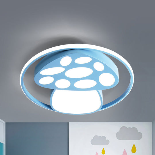 Cute Mushroom Flush Mount Ceiling Lamp for Kindergarten - Cartoon Acrylic and Metal Design