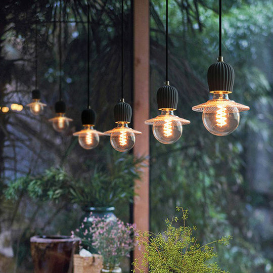Cement Hanging Bare Bulb Pendant Light - Minimalist 1-Light Fixture For Restaurants