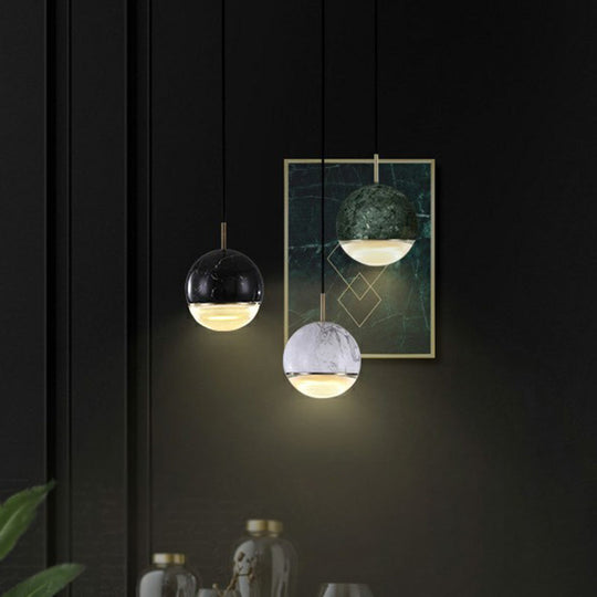 Modern Led Hanging Lamp With Nordic Marble Design - Perfect For Dining Room And Ceilings Glass