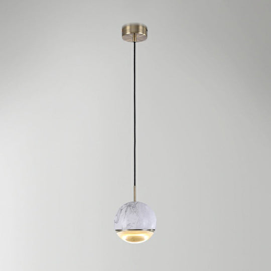 Modern Nordic Marble LED Hanging Lamp for Dining Room with Glass Bottom Ceiling Pendant Light