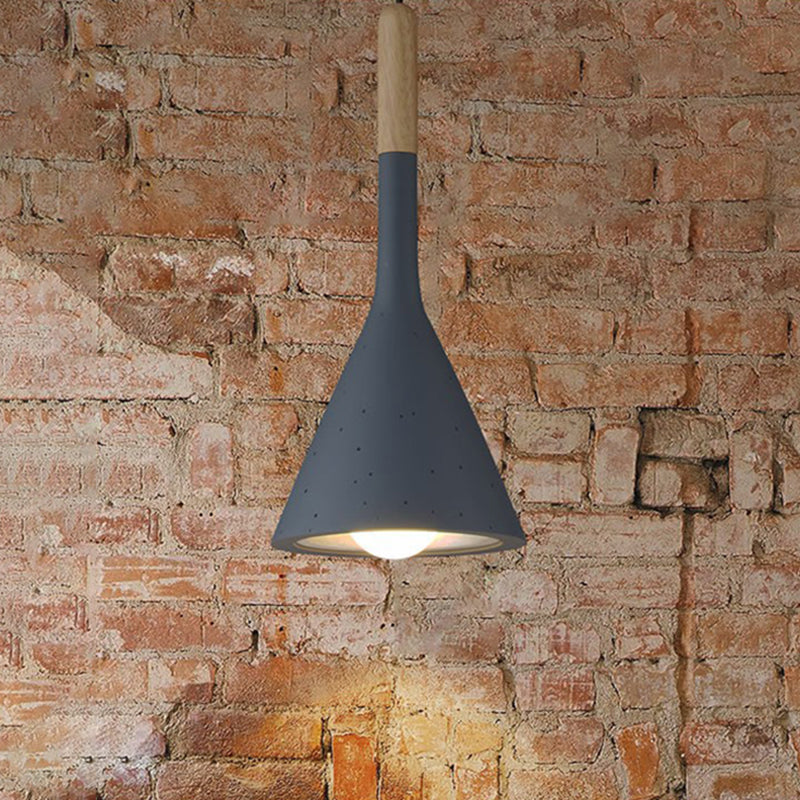 Modern Nordic Pendant Lamp with Funnel Shape - Resin, 1 Head, Cement Look