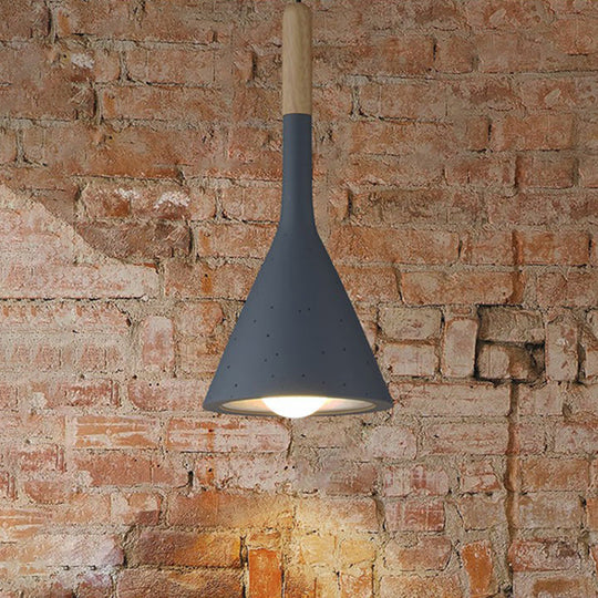 Modern Nordic Pendant Lamp with Funnel Shape - Resin, 1 Head, Cement Look
