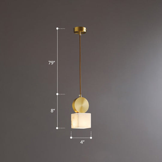 Minimalist Gold Marble Block Hanging Pendant Ceiling Lamp - Bedroom Lighting Solution