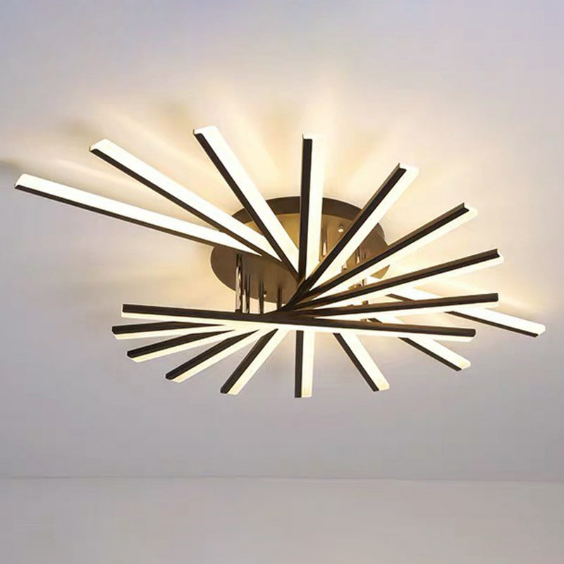 Modern Acrylic Radial Semi Flush LED Ceiling Light for Living Room