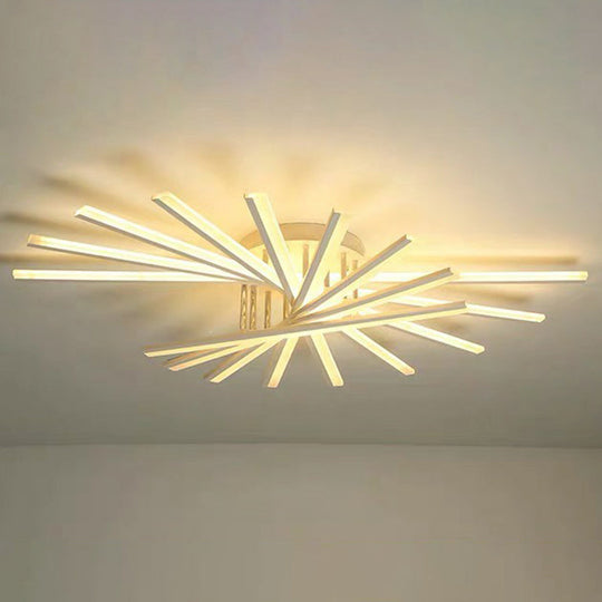Modern Acrylic Radial Semi Flush LED Ceiling Light for Living Room