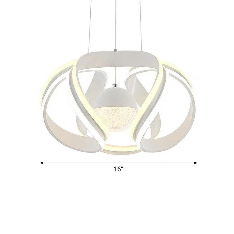 Nordic Acrylic Twist Dining Room Chandelier Pendant Light - Led Suspension Lamp White