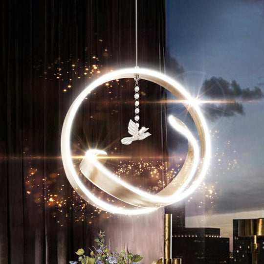 Modern Metallic LED Chandelier: Art Deco Loop Pendant Light for Dining Room