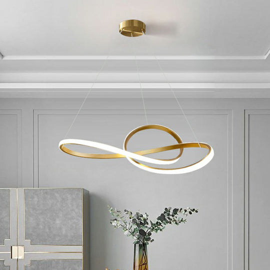 Led Musical Note Chandelier - Minimalist Metal Gold Finish Living Room Hanging Light / 23.5 Warm