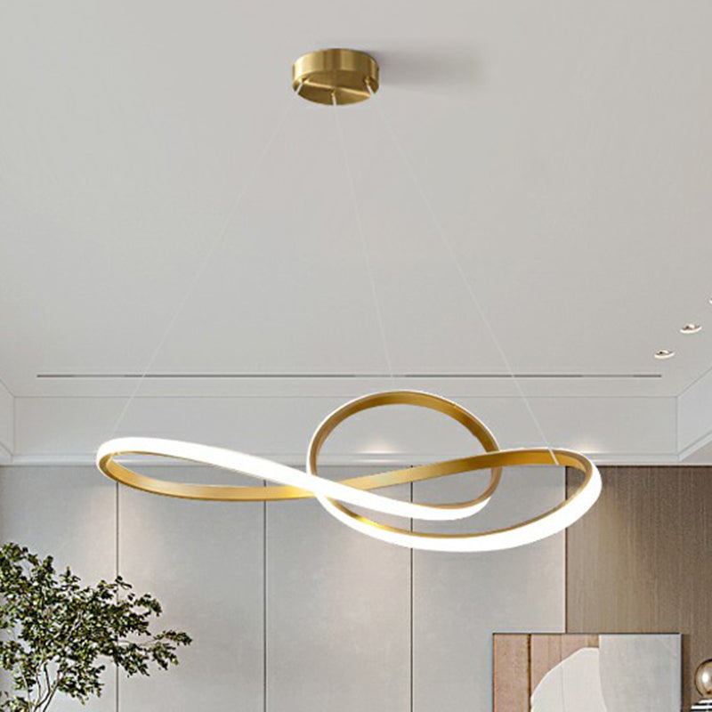 Led Musical Note Chandelier - Minimalist Metal Gold Finish Living Room Hanging Light