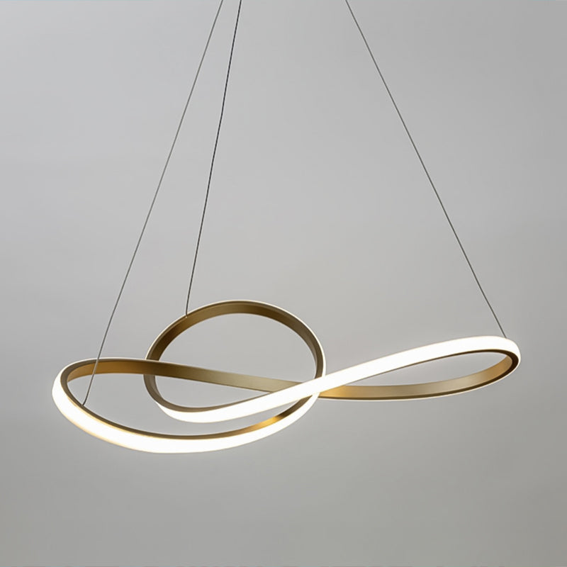 Gold Finish LED Chandelier with Musical Notes - Perfect for Minimalist Living Rooms