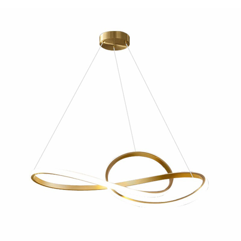 Gold Finish LED Chandelier with Musical Notes - Perfect for Minimalist Living Rooms