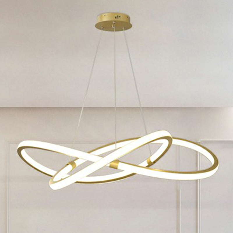 Gold LED Nordic Chandelier for Bedroom - Twined Aluminum Pendant Light