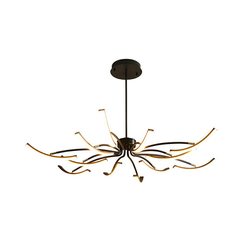 Minimalist Black Rotating Stick Led Chandelier For Dining Room