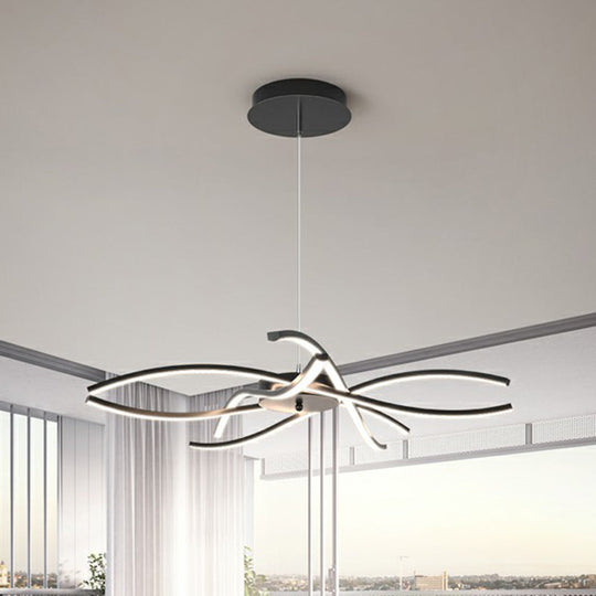 Led Floral Living Room Chandelier: Beautifully Suspended Metallic Simplicity