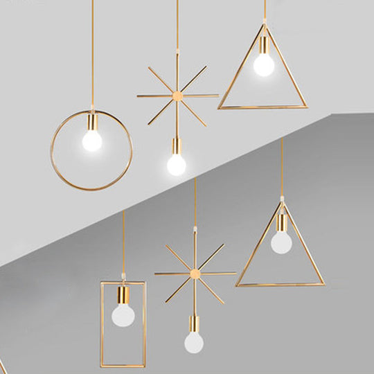 Gold Geometric Pendant Light - Nordic Metal - Dining Room Suspension