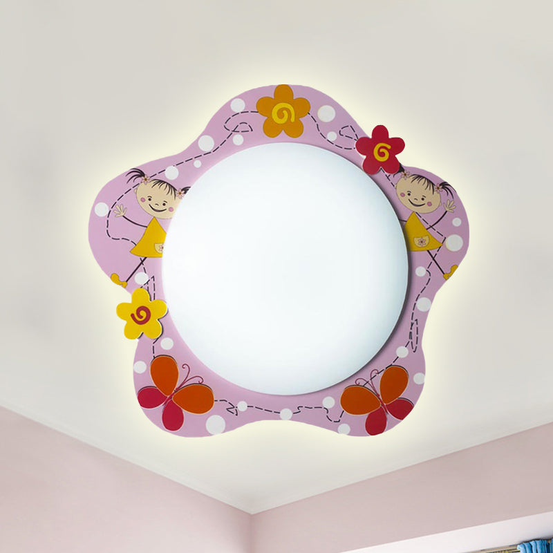 Floral Pink Acrylic Ceiling Lamp: Lovely Flush Mount Light for Girls Bedroom and Hallway