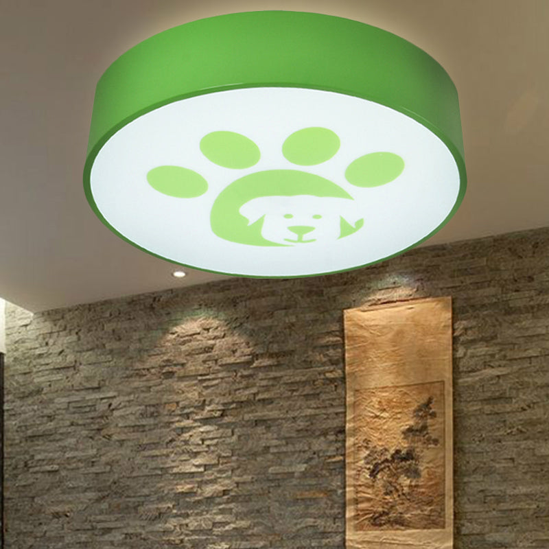 Dog Paw Acrylic Ceiling Lamp: Round Shade Ceiling Mount Light for Bathrooms