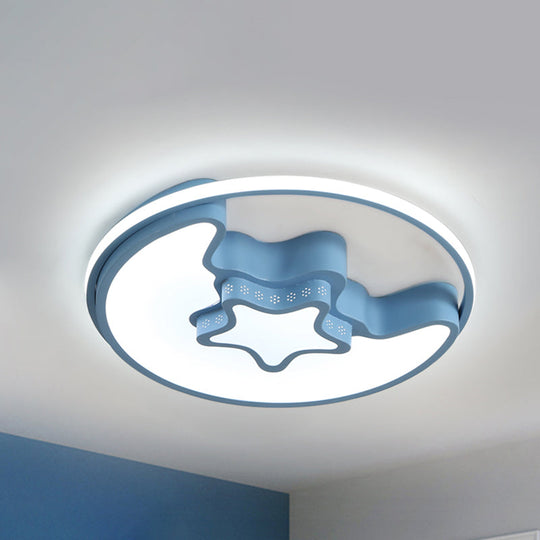 Modern Metal Crescent and Star Ceiling Mount Light - Flush Light for Nursing Room