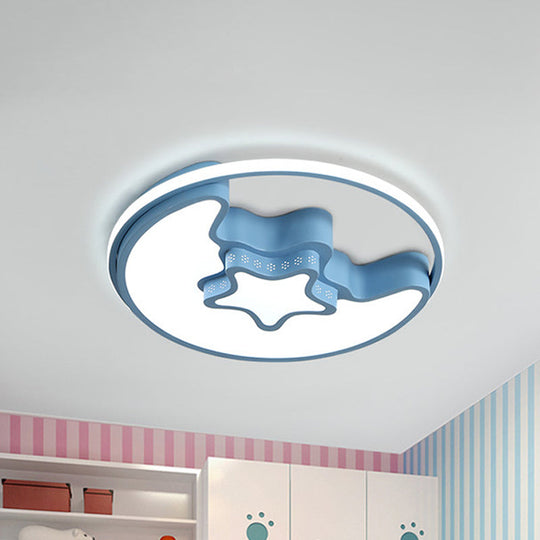 Modern Metal Crescent and Star Ceiling Mount Light - Flush Light for Nursing Room