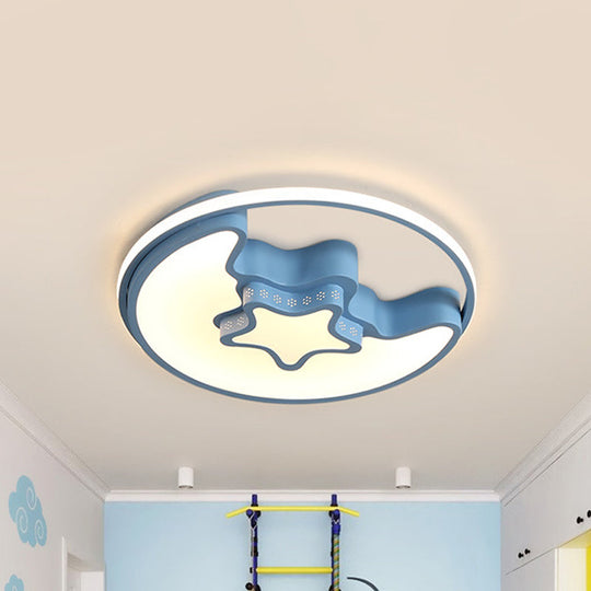 Modern Metal Crescent and Star Ceiling Mount Light - Flush Light for Nursing Room