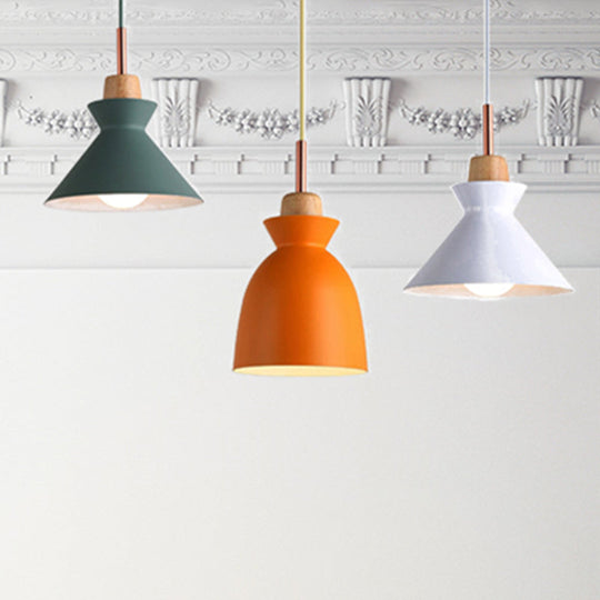 Modern Multi-Color Cone and Dome Pendant Light with 3 Metal Lights - Linear/Round Canopy