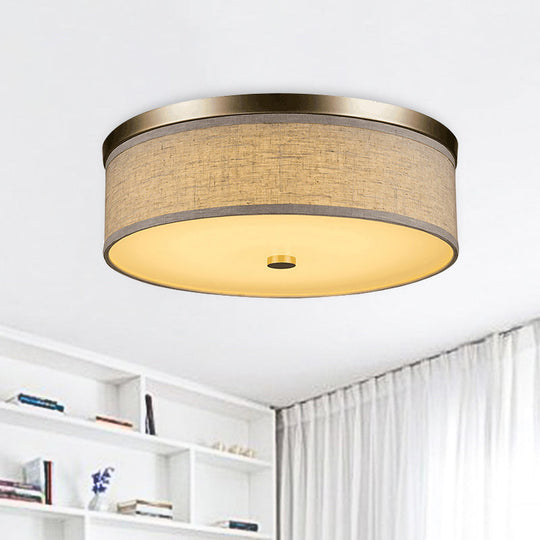 Contemporary Beige Fabric LED Flush Mount Lamp (16"/19.5"/23.5" Dia)
