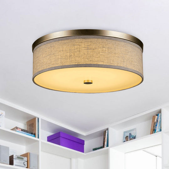 Contemporary Beige Fabric LED Flush Mount Lamp (16"/19.5"/23.5" Dia)