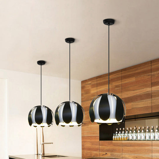 Modern Metal Bud Ceiling Lamp with Adjustable Cord - Black/Pink/Yellow - 8"/12" Wide - Ideal for Dining Room