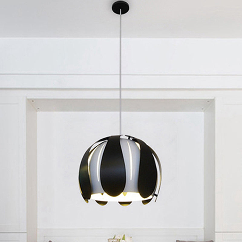 Modern Metal Bud Shade Ceiling Lamp: Black/Pink/Yellow Pendant Light Fixture For Dining Room -