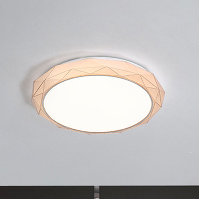 Nordic Diamond Flush Ceiling Light with LED, 16"/19.5" Diameter, in White/Pink/Blue Shades