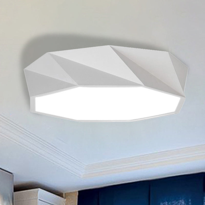 Modern LED Metal Flush Mount Lighting with Concave/Convex Shape - White/Black Flush Ceiling Mount, 16"/19.5"/23.5" Wide