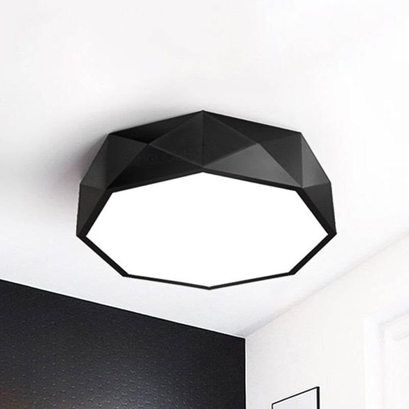 Modern LED Metal Flush Mount Lighting with Concave/Convex Shape - White/Black Flush Ceiling Mount, 16"/19.5"/23.5" Wide