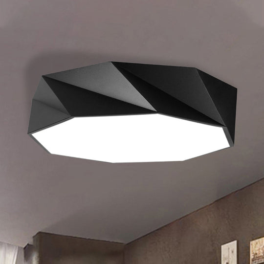 Modern LED Metal Flush Mount Lighting with Concave/Convex Shape - White/Black Flush Ceiling Mount, 16"/19.5"/23.5" Wide