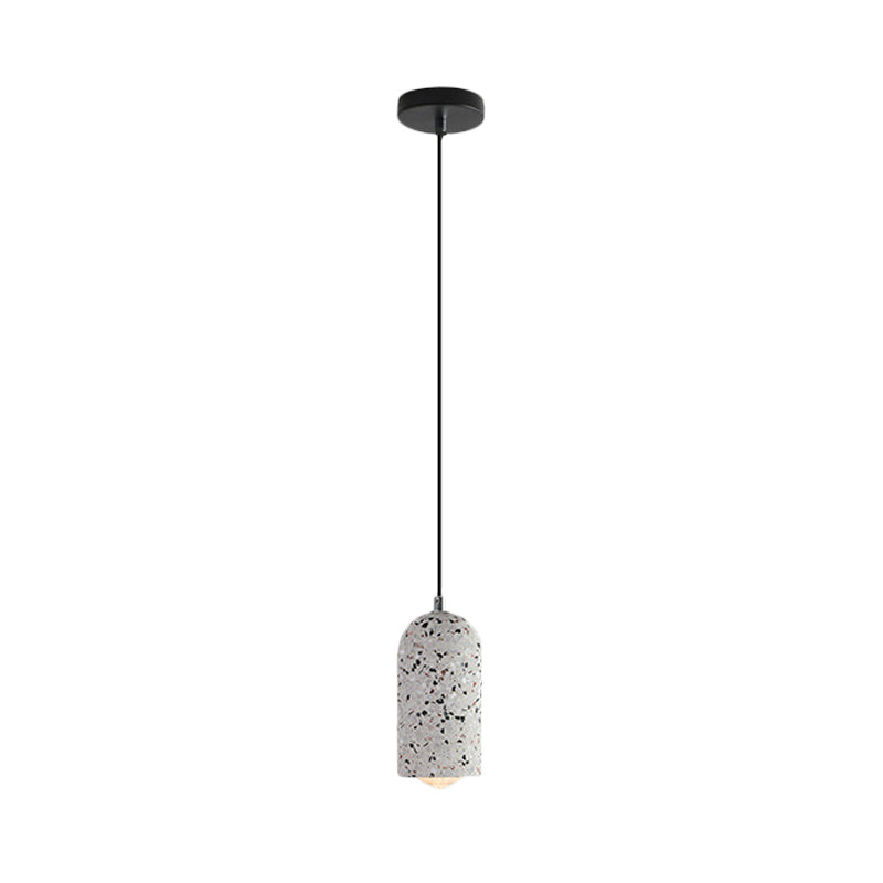 Modern Cylinder Pendant Light Fixture: Cement 1-Light Hanging Lamp for Dining Room in White/Red/Blue