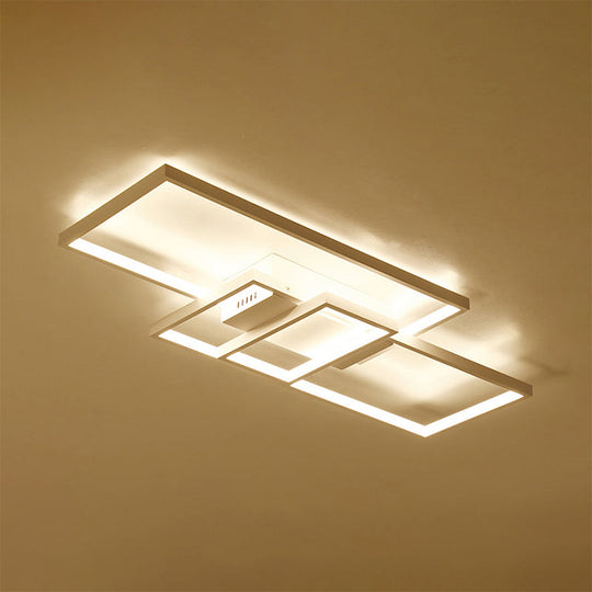 Contemporary Acrylic LED Flush Ceiling Light - 33.5"/41" Wide - Flushmount Lighting in Black/White - Warm/White/Natural Light Options