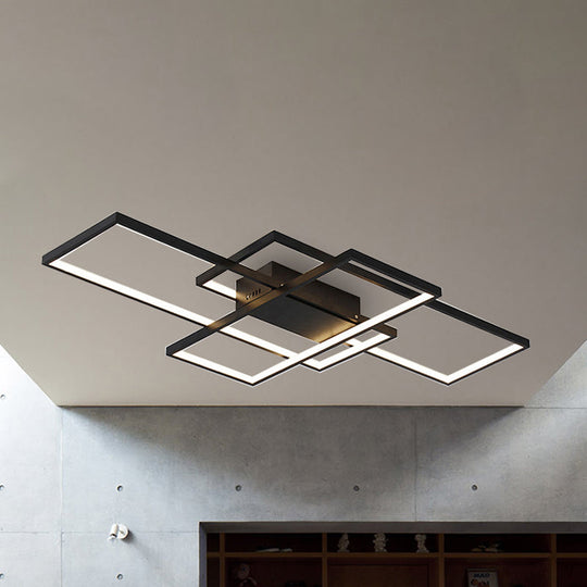 Contemporary Acrylic LED Flush Ceiling Light - 33.5"/41" Wide - Flushmount Lighting in Black/White - Warm/White/Natural Light Options