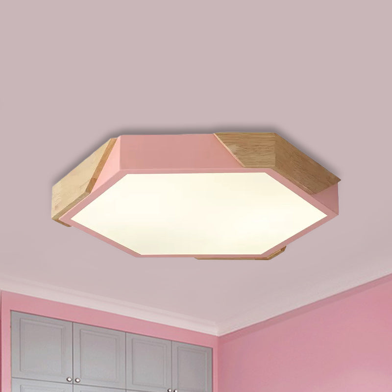 Nordic Style LED Flush Mount Lamp for Kindergarten Classroom Ceiling - Hexagon Design