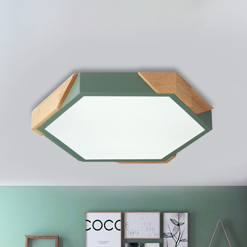 Nordic Style LED Flush Mount Lamp for Kindergarten Classroom Ceiling - Hexagon Design