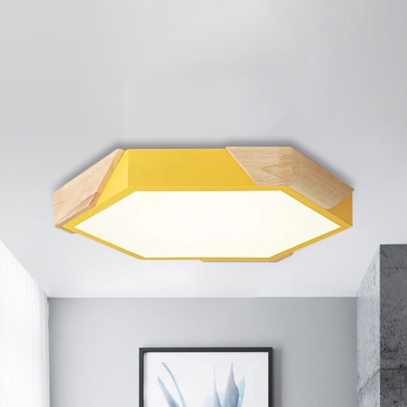 Nordic Style LED Flush Mount Lamp for Kindergarten Classroom Ceiling - Hexagon Design