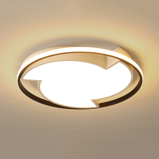 Modern Black Flush Mount Ceiling Light - Windmill Design with Acrylic LED - Warm/White Light