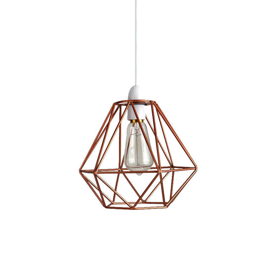 Industrial Loft Yellow/White Wire Frame Hanging Pendant Light - Modern Metal Lamp for Living Room