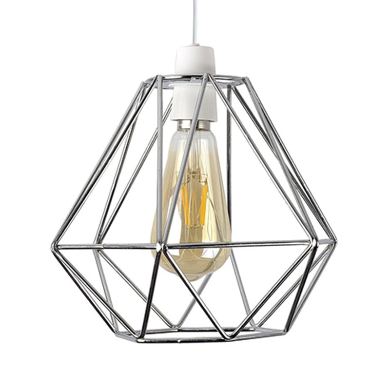 Industrial Loft Yellow/White Wire Frame Hanging Pendant Light - Modern Metal Lamp for Living Room