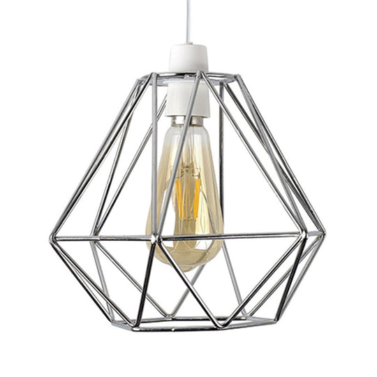 Yellow/White Metal Industrial Loft Pendant Light For Living Room - Wire Frame Hanging Lamp